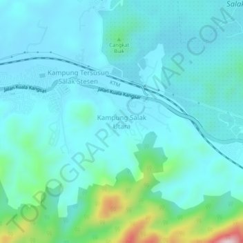Kampung Salak Utara topographic map, elevation, terrain