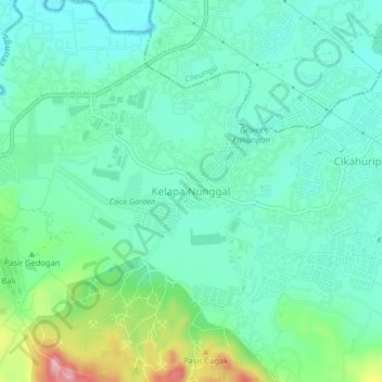 Kelapa Nunggal topographic map, elevation, terrain