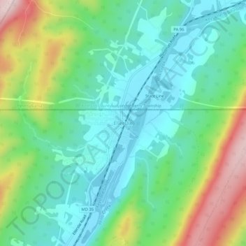 Ellerslie topographic map, elevation, terrain