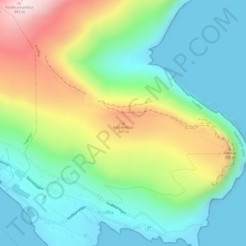 Kaguklettur topographic map, elevation, terrain