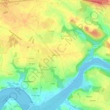 Belle Vue topographic map, elevation, terrain