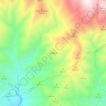 Los Moras topographic map, elevation, terrain