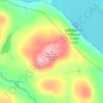 Rainbow Mountain topographic map, elevation, terrain