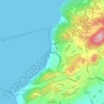 Småland topographic map, elevation, terrain