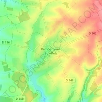 Rembercourt-aux-Pots topographic map, elevation, terrain