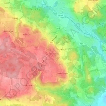 Großhöhenrain topographic map, elevation, terrain