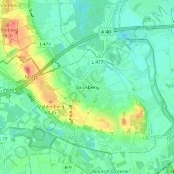 Tönisberg topographic map, elevation, terrain