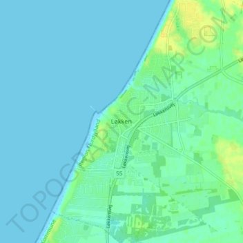 Løkken topographic map, elevation, terrain