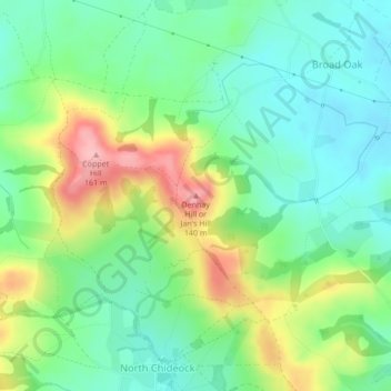 Denhay Hill or Jan's Hill topographic map, elevation, terrain