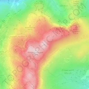 Foel Penolau topographic map, elevation, terrain