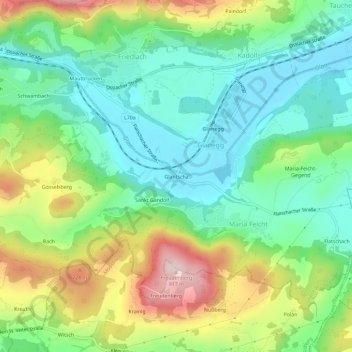 Glantscha topographic map, elevation, terrain