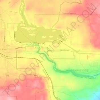 Thomson topographic map, elevation, terrain