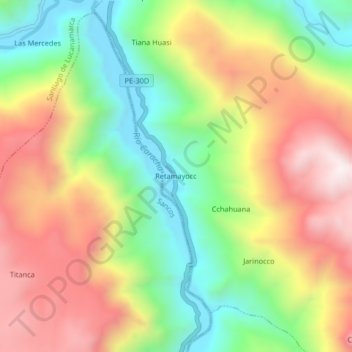 Retamayocc topographic map, elevation, terrain
