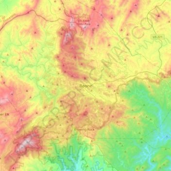 Boone topographic map, elevation, terrain