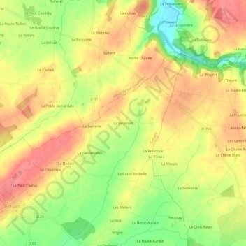 La Beulinais topographic map, elevation, terrain