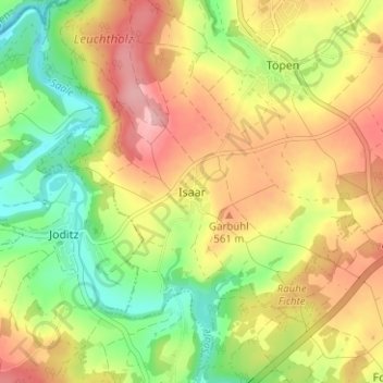 Isaar topographic map, elevation, terrain