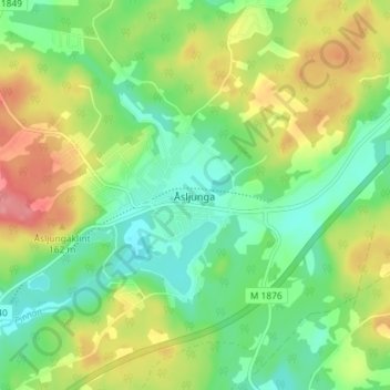 Åsljunga topographic map, elevation, terrain