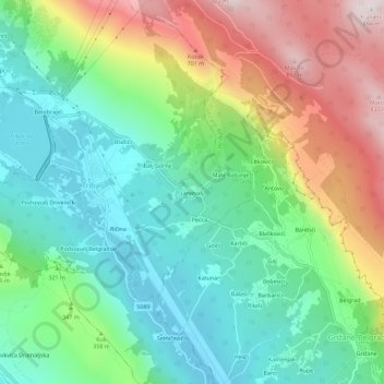 Janjevalj topographic map, elevation, terrain
