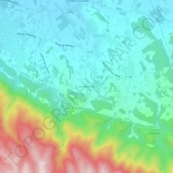 Les Petitons topographic map, elevation, terrain