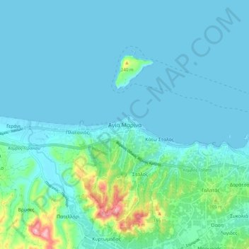Agía Marína topographic map, elevation, terrain