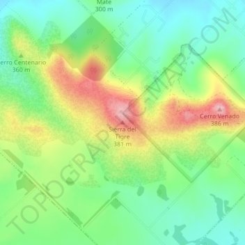 Sierra del Tigre topographic map, elevation, terrain