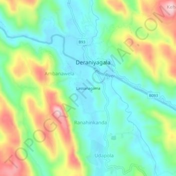 Lassanagama topographic map, elevation, terrain