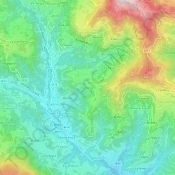 Sottoriva topographic map, elevation, terrain