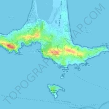 La Polynésie topographic map, elevation, terrain