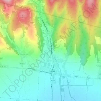 Velika topographic map, elevation, terrain