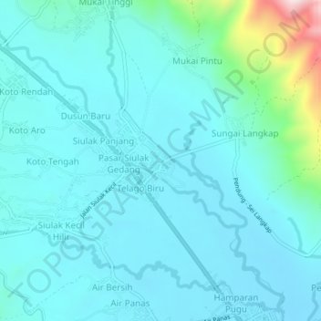 Mukai Hilir topographic map, elevation, terrain