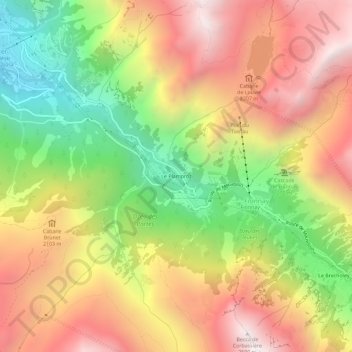 Le Plamproz topographic map, elevation, terrain