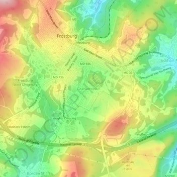 Grahamtown topographic map, elevation, terrain