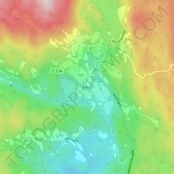 Åmot topographic map, elevation, terrain