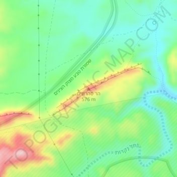 Mt. Saharonim topographic map, elevation, terrain
