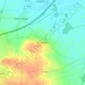 Fuchshain topographic map, elevation, terrain