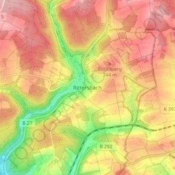 Rittersbach topographic map, elevation, terrain