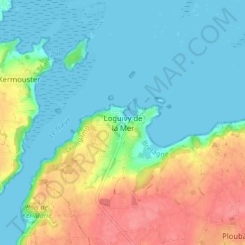 Loguivy de la Mer topographic map, elevation, terrain