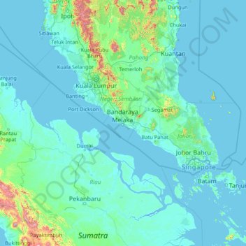 Malacca topographic map, elevation, terrain