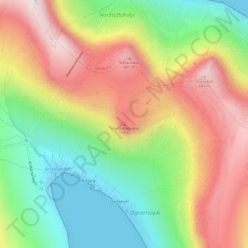 Tólvmarkaknúkur topographic map, elevation, terrain