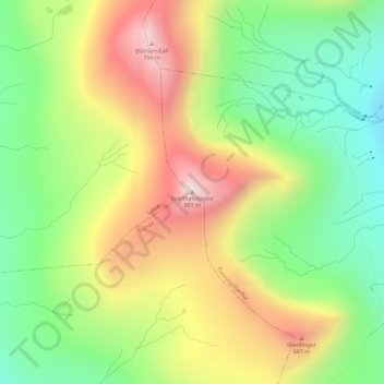 Svartbakstindur topographic map, elevation, terrain