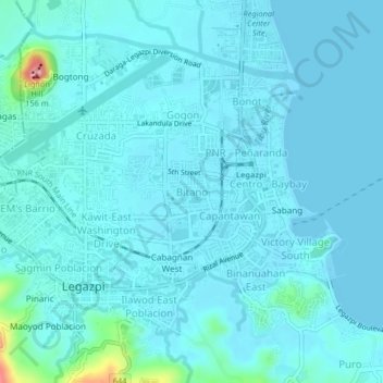 Bitano topographic map, elevation, terrain