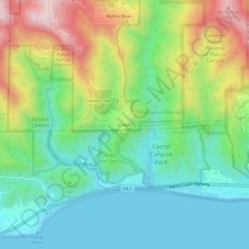El Nido topographic map, elevation, terrain