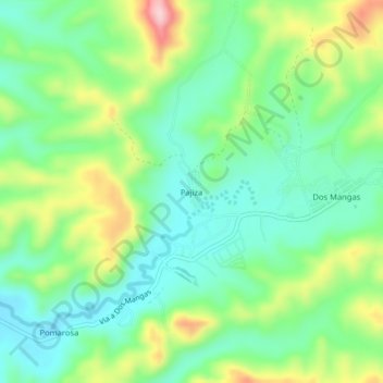 Pajiza topographic map, elevation, terrain