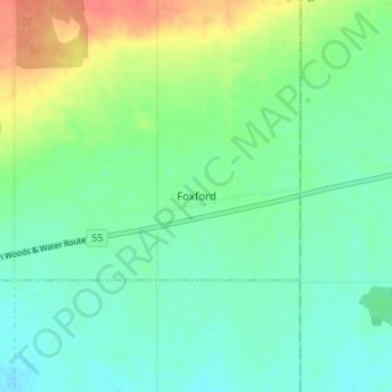 Foxford topographic map, elevation, terrain