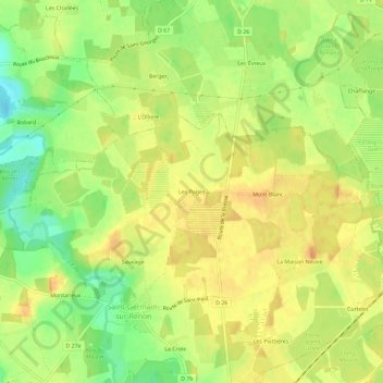 Les Pages topographic map, elevation, terrain