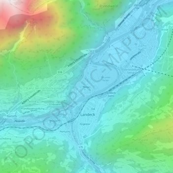 Perjen topographic map, elevation, terrain
