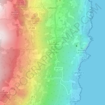 Lomo Oscuro topographic map, elevation, terrain
