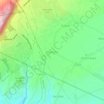 Montaña topographic map, elevation, terrain