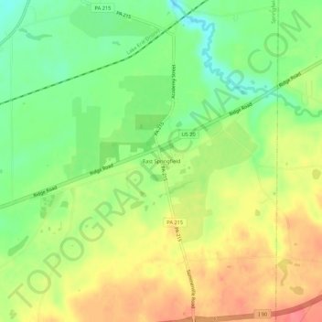East Springfield topographic map, elevation, terrain