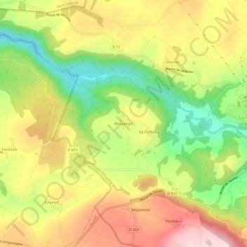 Massangis topographic map, elevation, terrain